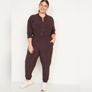 Old Navy Active Jumpsuit StretchTech‎ Cropped Bomber purple M Grunge Casual Y2K